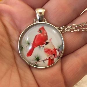 Winter Cardinals Pendant necklace, NWOT